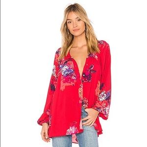 Free People Meadow Lark Blouse in Red